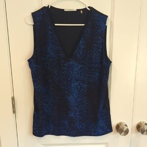 T Tahari Fitted Blue Tank Top